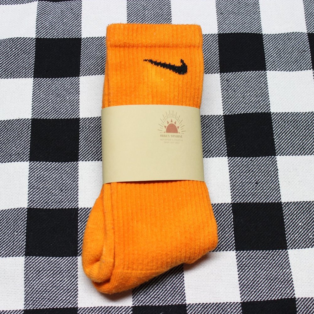 Hand Dyed NIKE Dri-Fit Crew Socks | ORANGE